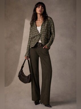 Rag & Bone Sybil Green Single Button Plaid Blazer Shirt 100% Cotton Size 8